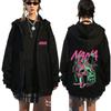 Japanese Anime Black Stone Zipper Hoodie Men's and Women's Manga Casual Zipper Jacket Men's Retro Harajuku Zipper Sweatshirt