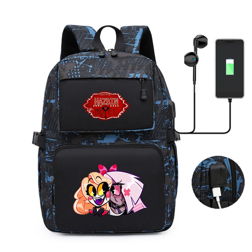 Hell Inn Peripheral Printed Backpack Youth Student School Bag Usb Computer Bag Backpack Men And Women
