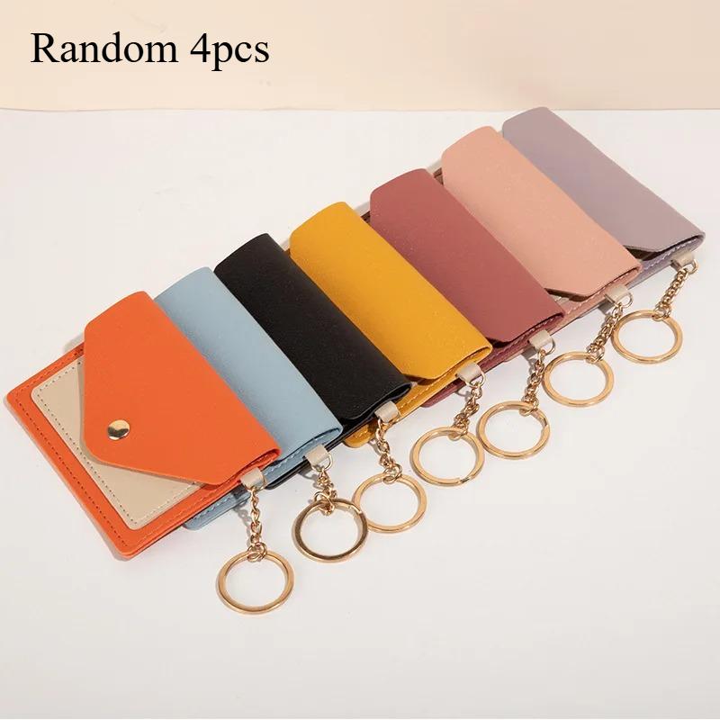 

4pcs Creative And Fashionable Small Card Bag, Candy Color Bus Card Cover, Keychain Pendant.