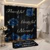 4-teiliges königliches Duschvorhang-Set zum Valentinstag mit rutschfester Badematte, Toilettendeckelbezug, Kontur-Teppich & 12 Haken, Badezimmer-Dekoration