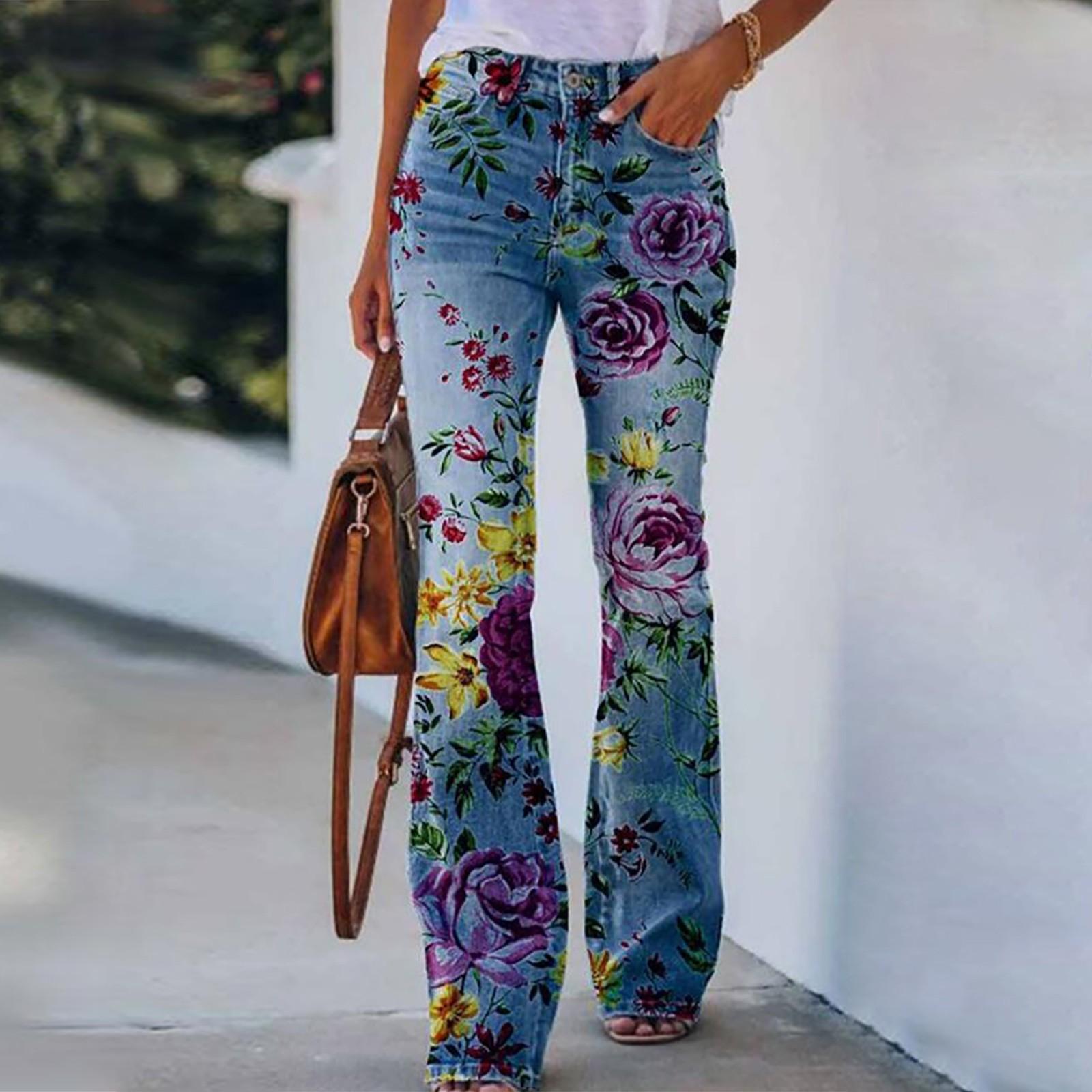 

Ladies Casual Wide Leg Pants Straight Leg Pants Beltless High Waist Pants S