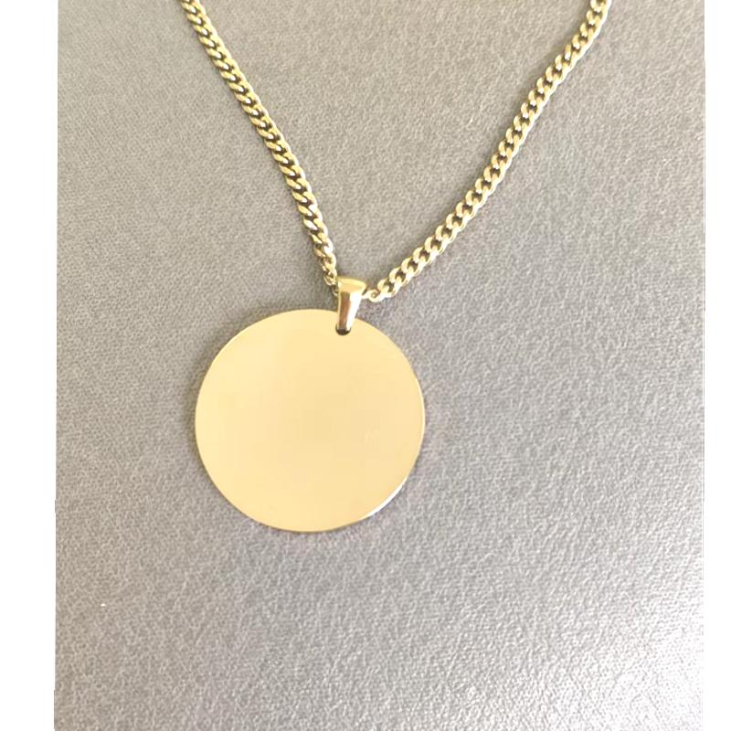 10pcs Mirror Polish Stainless Steel Round Blank Pendant Necklace Minimalist Zircon Men's and Women's Necklace Zircon Gift