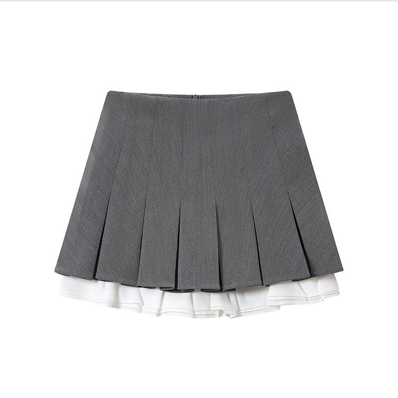 

Симпатичная плиссированная мини-юбка для женщин, тонкая, узкая, с оборками и высокой талией, трапециевидная, горячая женская юбка-шорты, одежда в стиле преппи Y2k XL серый