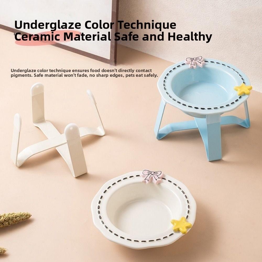 Anti Slip Cat Food Water Bowl Anti Vomiting Elevated Pet Feeder Bowl Ceramic Cat Bowl Pet Supplies
