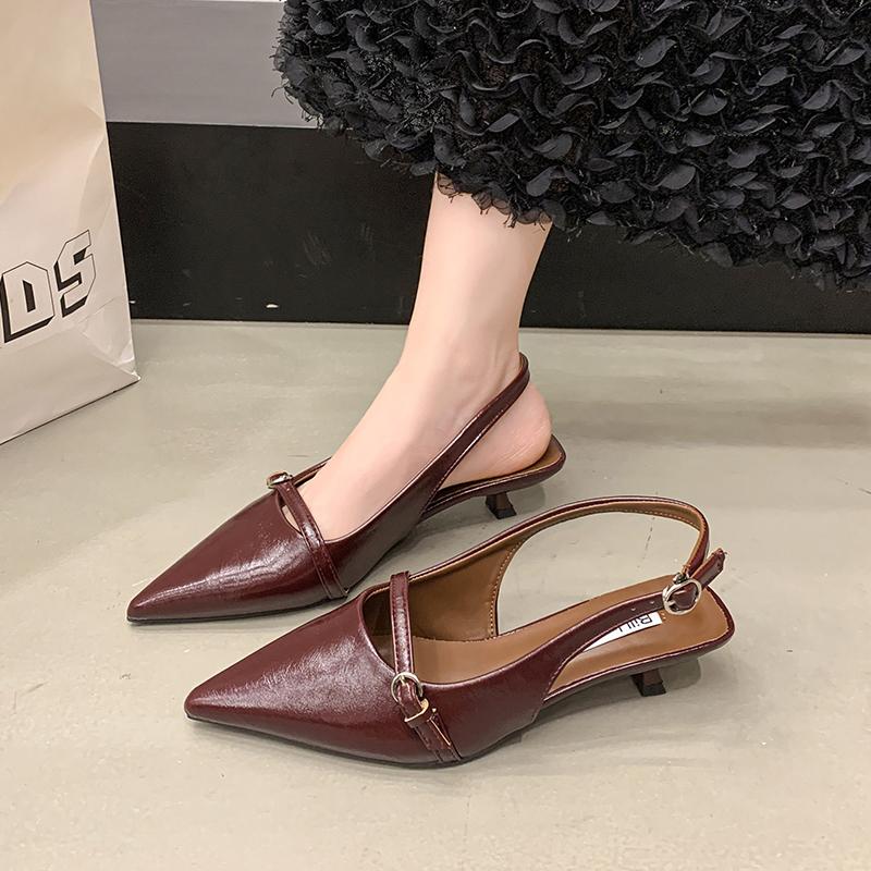 

Fashion Elegant Party Dress Shoes for Women Sandals Women s Pointed Toe Heels Designer Stripper Shoe Talon Low Heels Pumps Zapatos Mujer 35 вино красного