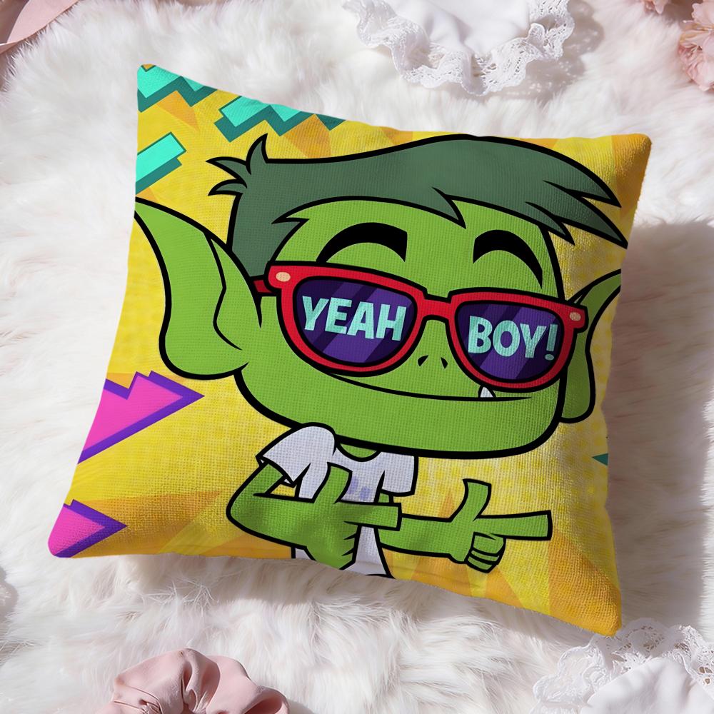 anime Teen Titans Go Cushion Cover Premium Comfort Reversible Pillow Cove -Two in One Design for Any Room & Car Interior