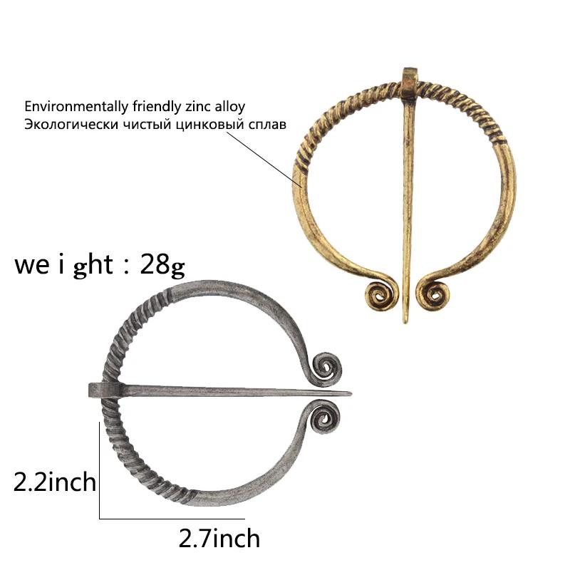 Ancient Bronze Silver Color Pin Belt Nordic Buckles Brooch Buckle Cloak Cloak Button Medieval Viking Jewelry Gift for Men
