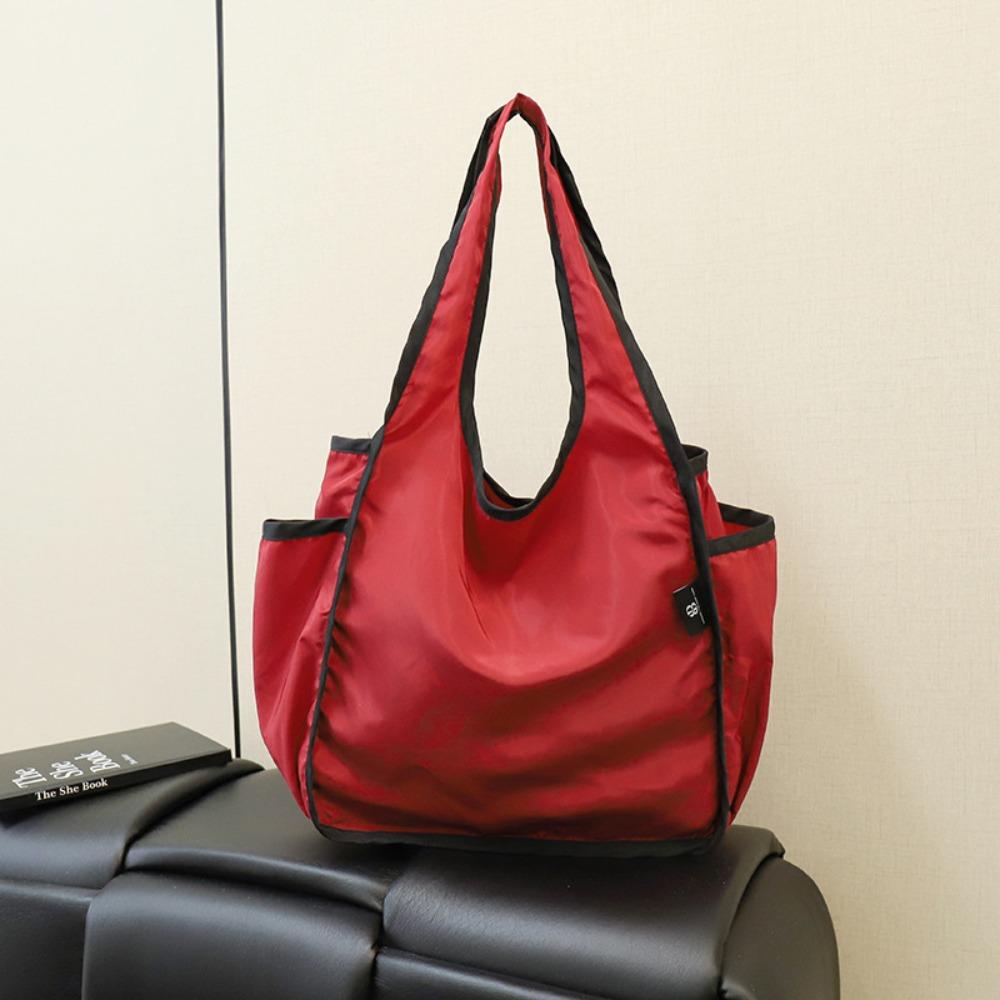 Nylon Foldable Shopping Bag Handbag Tote Bag Environmental Foldable Eco-Friendly Bag  Outdoor красный