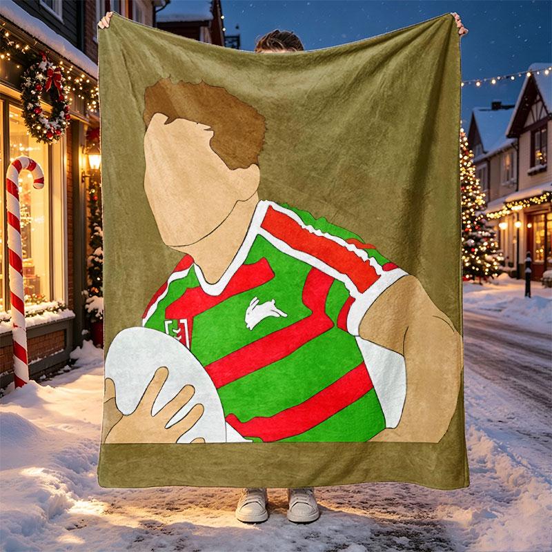 South Sydney Rabbitohs Pattern Blanket for Home Decoration, Bed, Sofa, Car Travel, Camping, Suitable for All Seasons, Birthday Christmas Gift