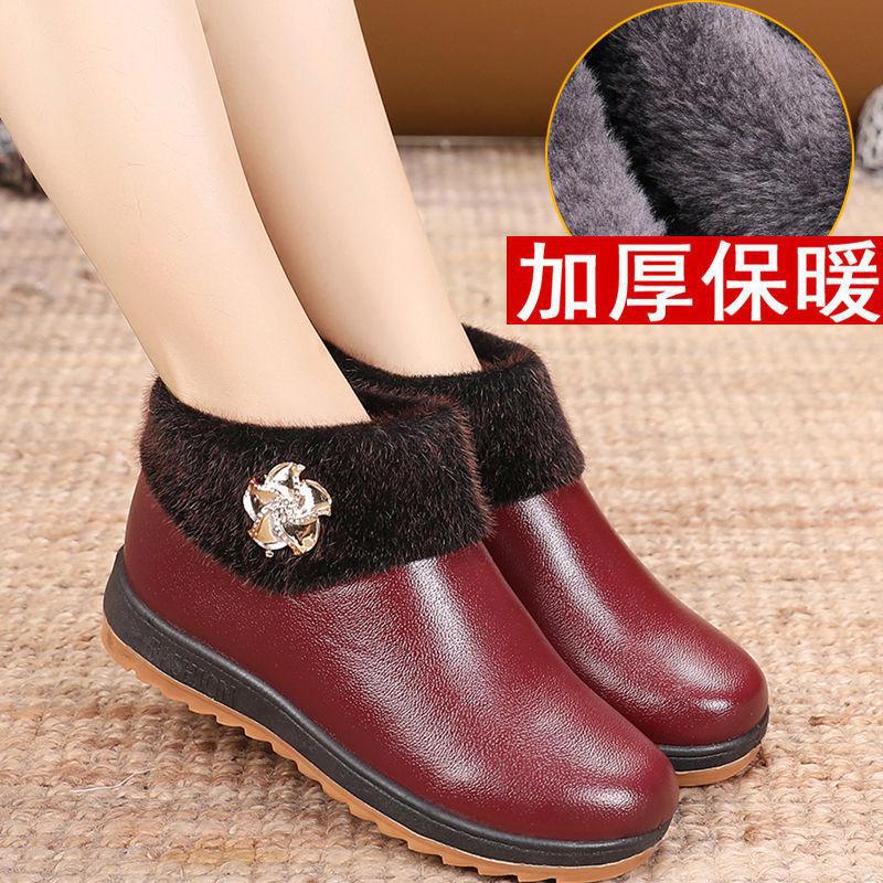2025 Winter Warm Cotton Shoes Elderly Shoes Large Size Women's Shoes Mother Shoes Grandma Shoes Fashion Versatile Cotton Boots Walking Shoes