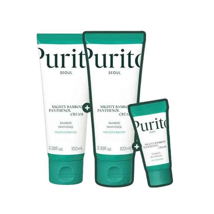 PURITO SEOUL Mighty Bamboo Panthenol Cream Duo Set 100ml + 100ml (+15ml) 100ml + 100ml + 15ml