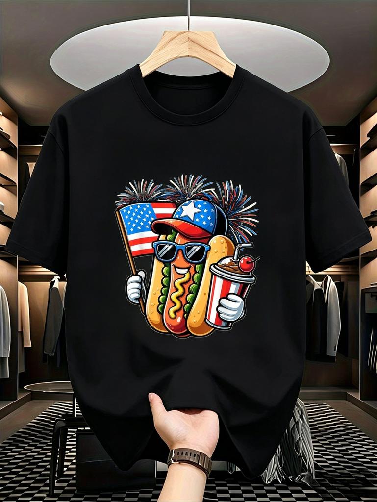Breathable 4Th of July Hotdog Independence Day Patriotic Fourth of July T Shirt Men's TShirt01