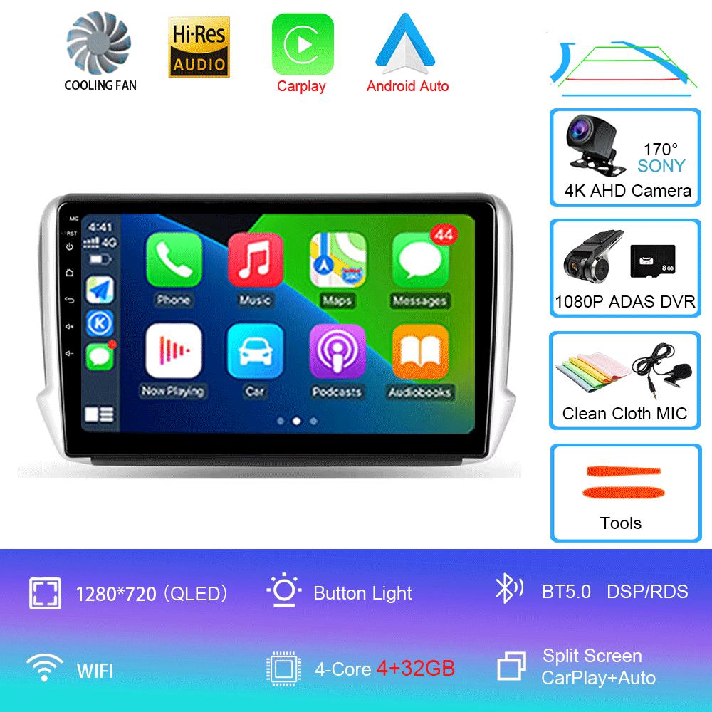 Car Radio Android 14 Carplay For Peugeot 2008 208 Multimedia System 2012 - 2018 Navigation GPS Multimedia Player WiFi+4G Stereo
