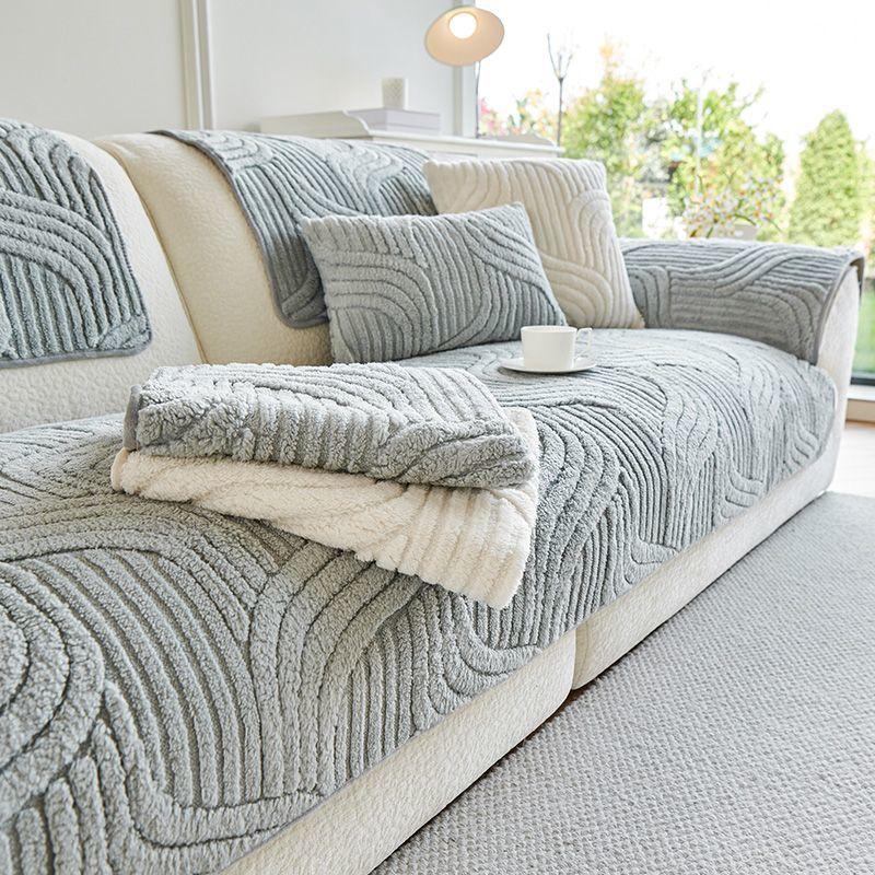 1pc Contemporary Thick Plush Non-Slip Sofa Cover Ideal for Bedroom Office Living Room Home Decor, Fits Single, Double, Triple, and Quad Sofas