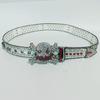 Versatile Male Female Skull Rivet Waist Belt with Rhinestone Buckle Adjustable