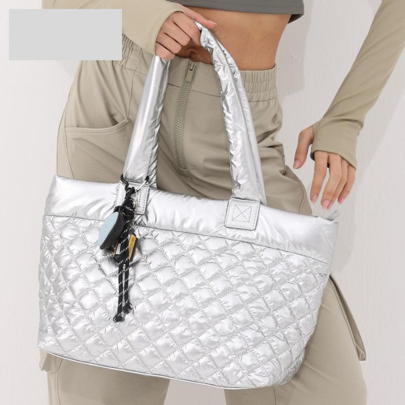 Große Tragetasche mit Rautenmuster und Baumwollhandtasche Eine modische Ein-Schulter-Tasche für Frauen