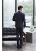 Men's Blue Plaid Slim Fit Blazer & Suit Set - Korean Style Two-Button Casual Tuxedo