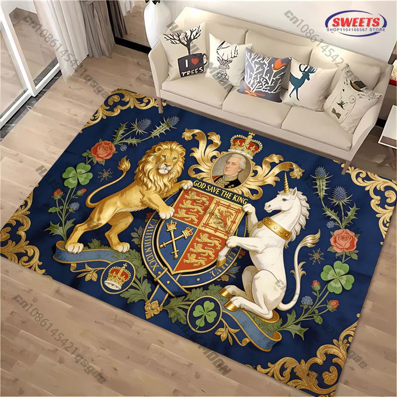 15 Sizes Royal British-themed Decor Carpet for Living Room Bedroom,Sofa Areas, Large Area Luxury Decor Mat Great Gift for Friend