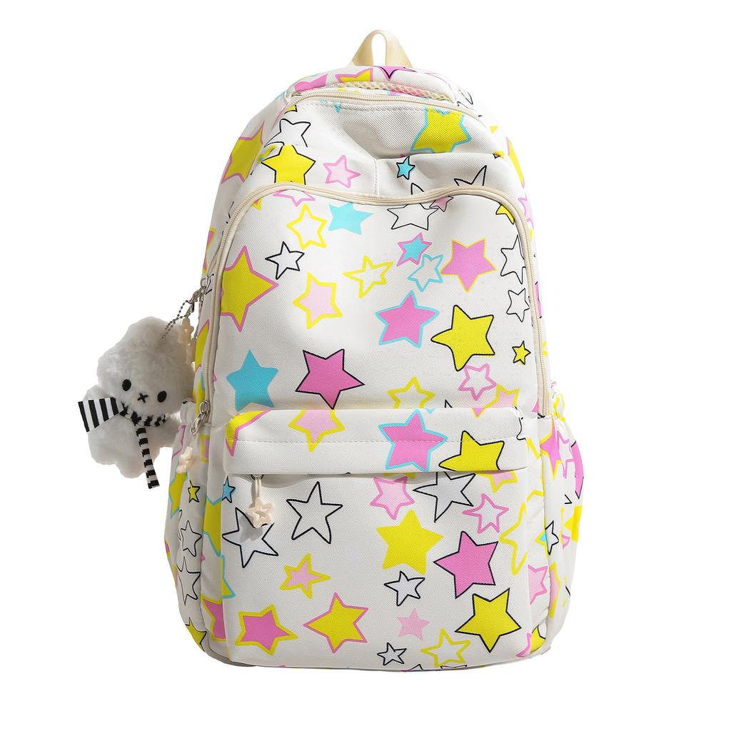Schoolbag Five-pointed Star Schoolbag for Female Junior High School Students To Reduce the Burden Ins Niche Students Backpack Large Capacity Wide