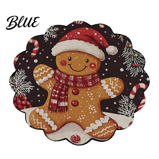 Tapis décoratif d'isolation thermique Rond Set de table de Noël 14 pouces Motif festif Antidérapant Protecteur de table Couvercle de table anti-brûlure Endroit pour manger