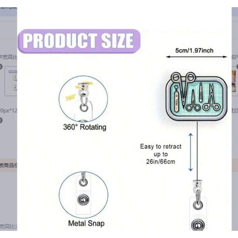 1 Stück Acryl Flacher Ausweishalter mit Einziehbarem Clip für Krankenschwester Arzt ID-Kartenhalter Medizinischer Arbeitsausweis Clip Büro Krankenhausbedarf