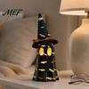 Halloween Home Table Decorations Light Up Ghost Decoration, Cute Spooky Witch Hat Figurine, Desk Decor Resin LED Lighted Statue for Mantel,
