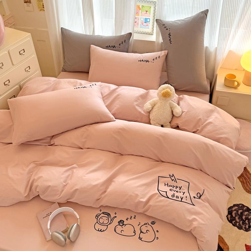 Class A 100% Cotton Fitted Sheet: Soft, Skin-Friendly, Breathable, Sweat-Wicking Mattress Protector for Dormitory Single Simmons.