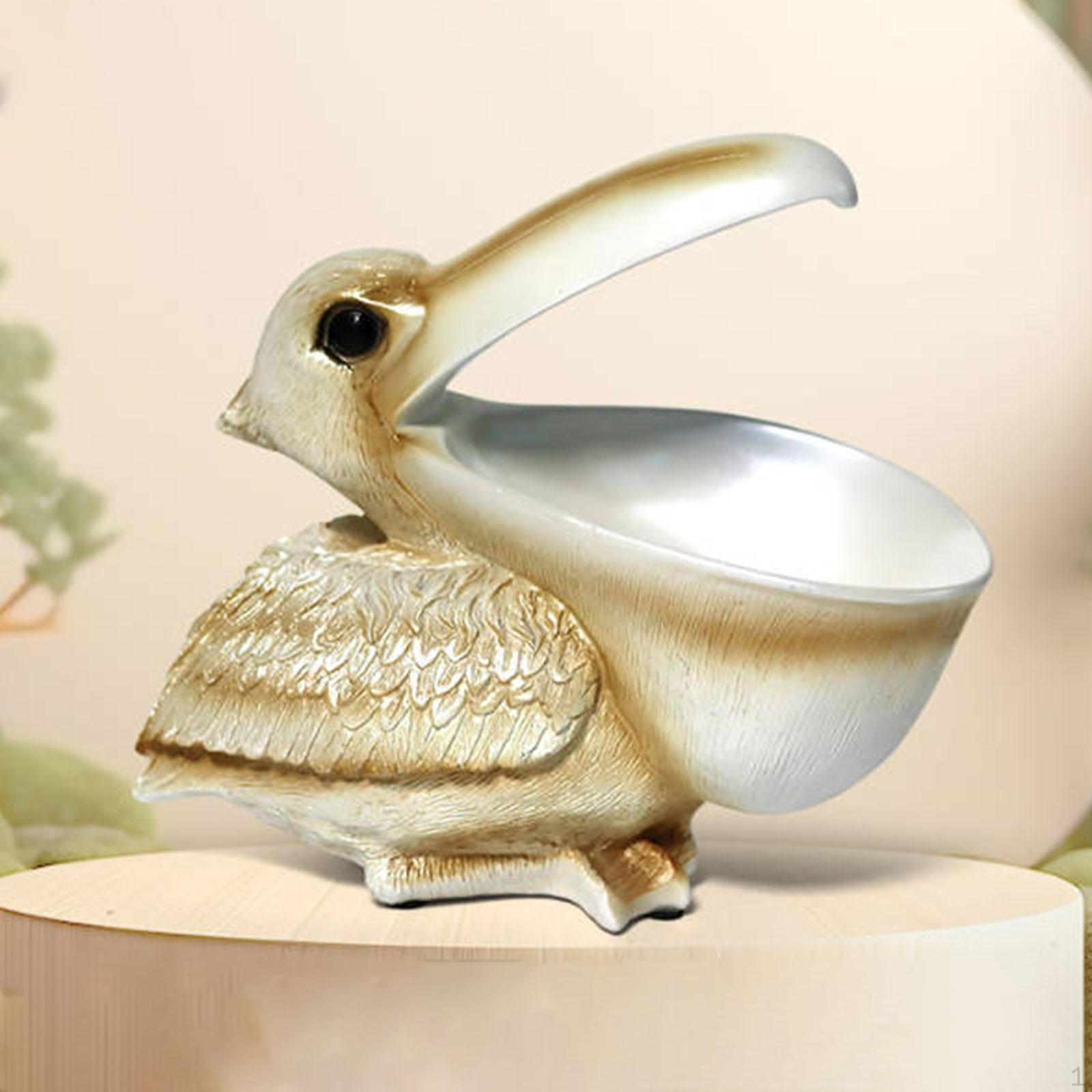 

Фігурка пелікана Скульптура тварини Сучасна креативна настільна прикраса Лоток для зберігання на столі для їдальні White Gold