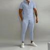 2025 Summer Slim Fit Men's Suit: Short Sleeve, Long Pants Casual Sports Set