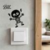 Halloween Decorative Sticker Electric Shock Skeleton Switch Sticker, Cartoon Wall Decoration PVC Self Adhesive Light Decal for Bedroom Living