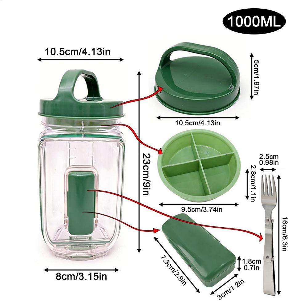 

Leakproof Salad Po Salad Jars Meal Fruit Salad Container with Side Hatch Bowl and Dressing Cup for Kitchen Outdoor Picnic Lunch