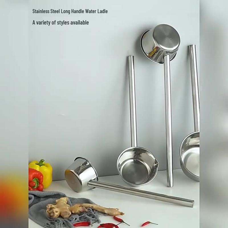 ZISIZ 201 Stainless Steel Long Handle Soup Ladle with Spout