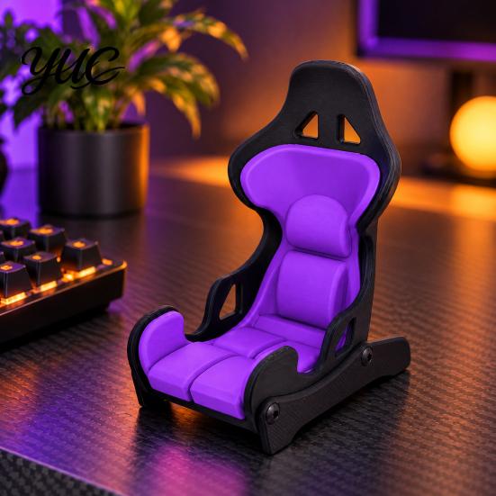 Universal Smartphone Support Racing Seat Shape Phone Holder for Desk, Cool Style Desktop Mobile Stable Stand, Compact Decorative 3D Printed Small Car
