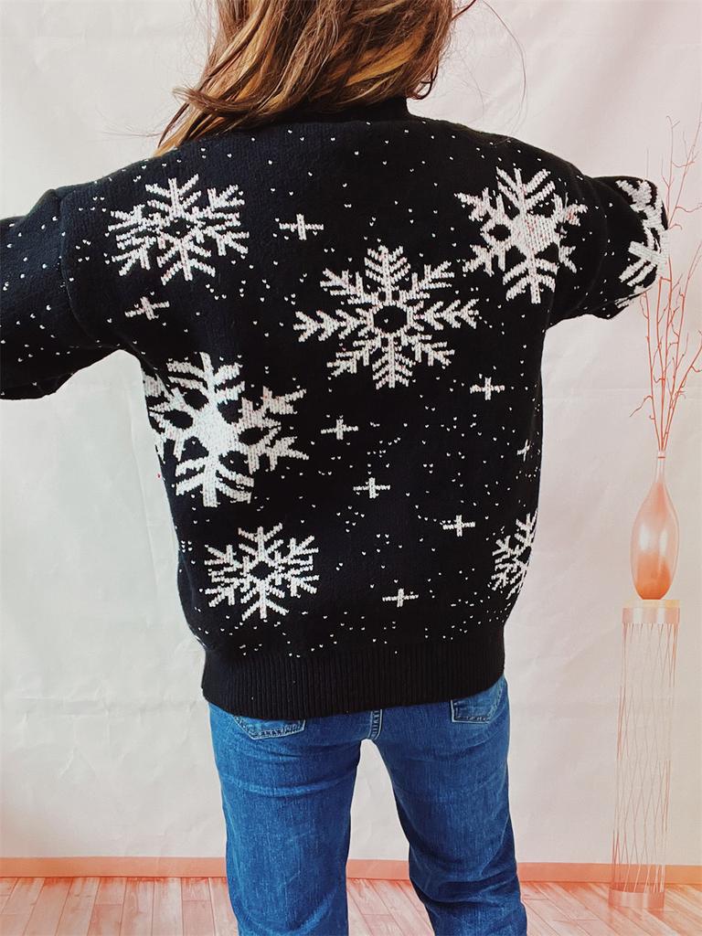 Autumn and winter new thick New Year sweater Christmas snowflake round neck long sleeved knitted pullover sweater 3600 KTB