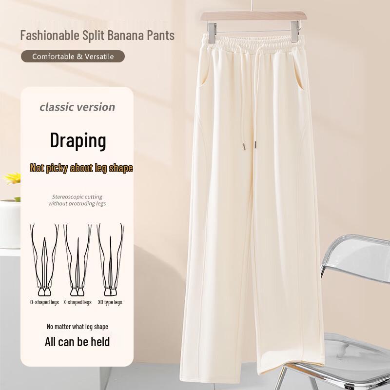 Baleno Women's High Waist Drawstring Cotton Blend Long Pants