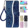 Custodia Portafoglio a Libro in Pelle Glitterata per Samsung Galaxy A51 A52 A53 A72 A71 A50 A70 A11 A21S A42 A13 A22 A32 A73 Note10 20 S9 S10
