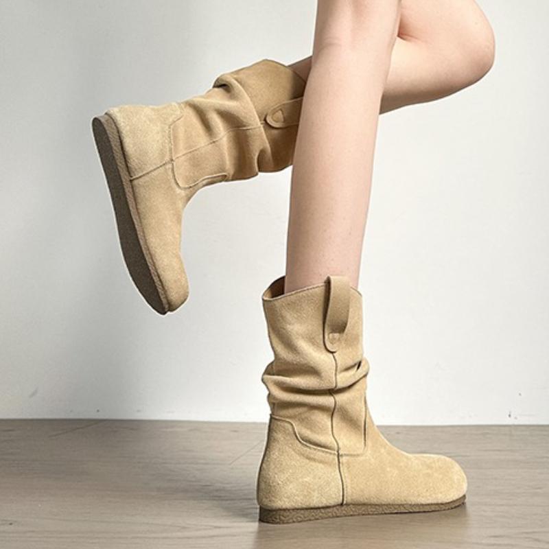 Women Ankle Boots Casual Flats Shoes Suede New 2025 Trend Woman Sneakers Pleated Winter Snow Boots Walking Botas Mujer