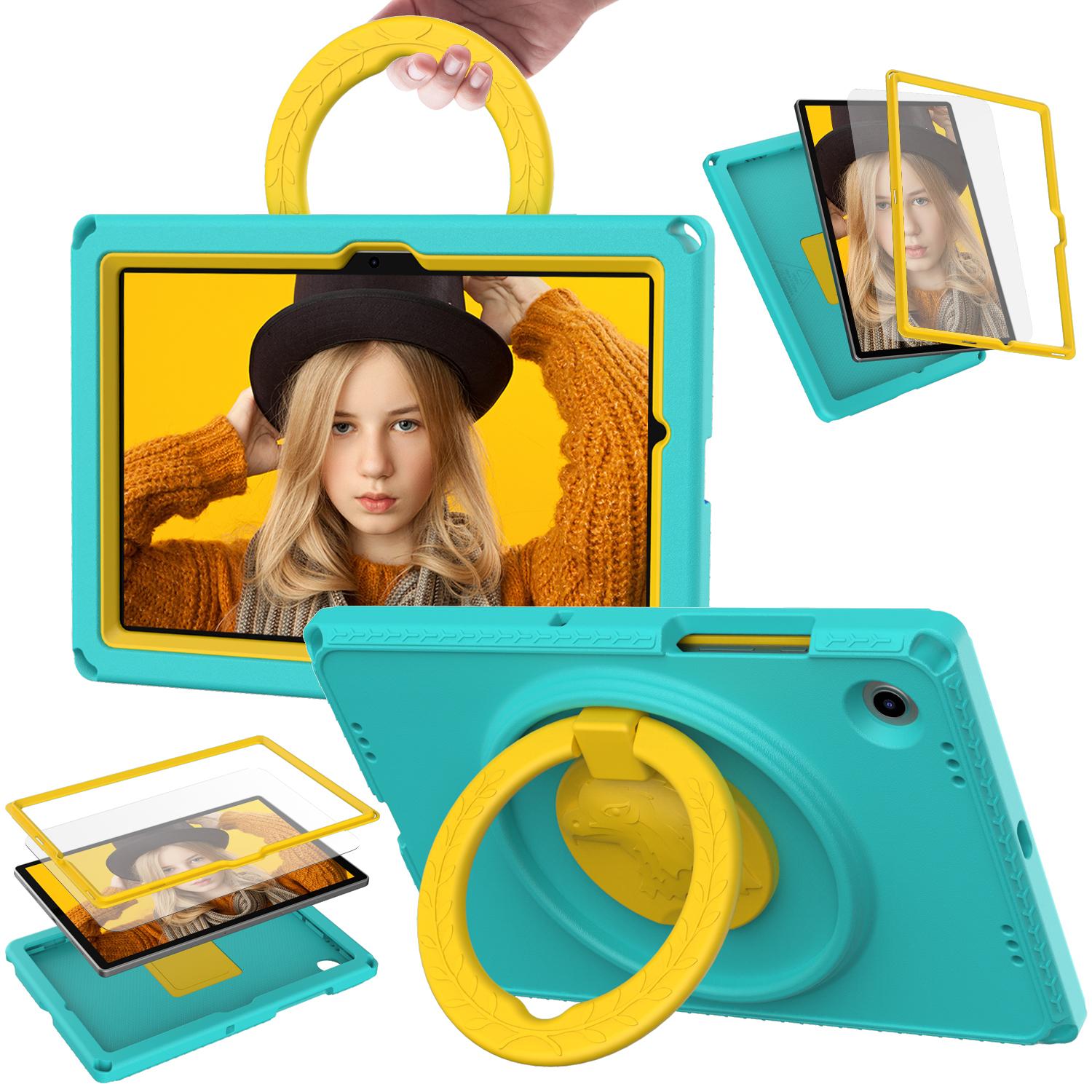 Étui pour Samsung Galaxy Tab A8 10,5 Pouces (SM-X200/X205/X207) avec Protection d'Écran Intégrée, Poignée antichoc pour tout le corps Tab A8 10.5in X200 jaune