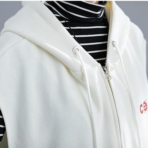 Spring and Autumn Women's Plus-Size Vest Casual Loose Hooded Vest Cardigan Sweatshirt Vest Outerwear