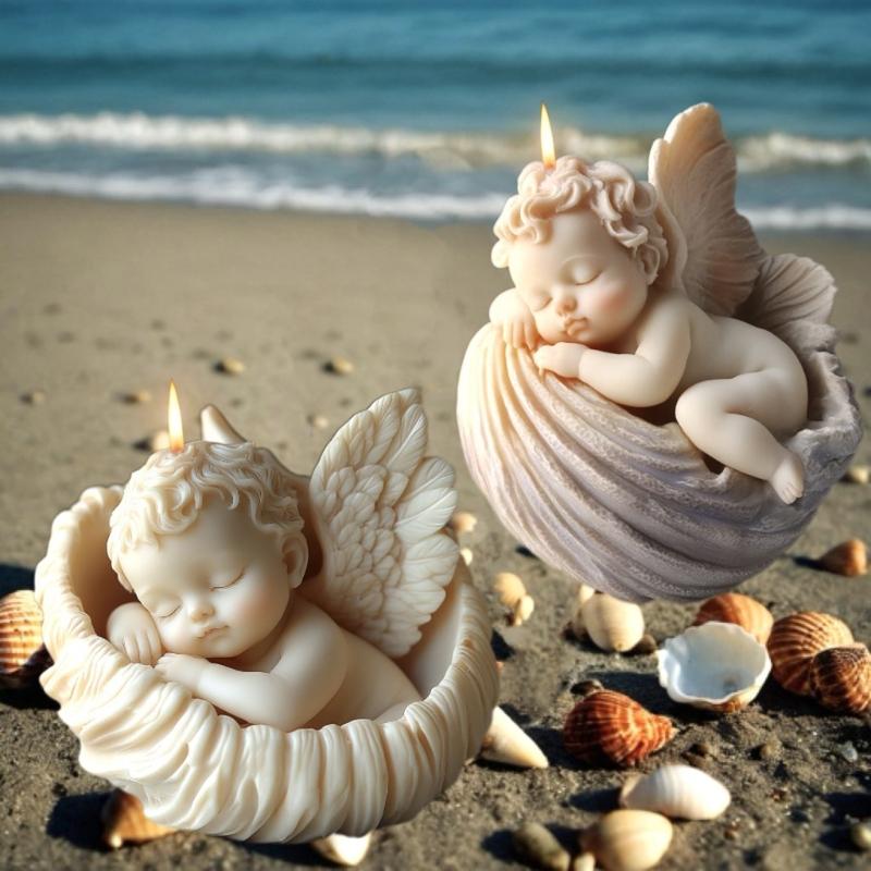 Flexible Angel Rose Scented Candle Silicone Mold And Shell Angel Scented Stone Craft Kit For Home Decors