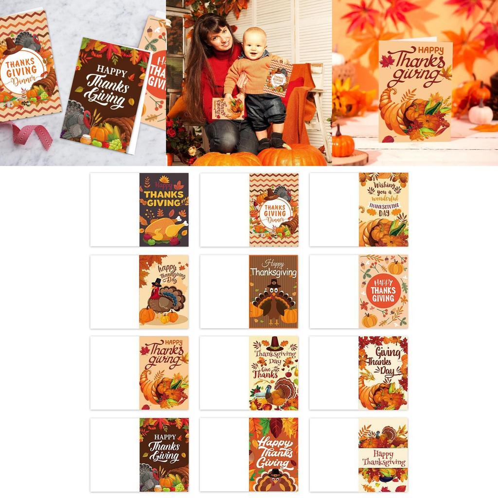 Holiday Paper Card Pack Featuring Turkey Theme For Thanksgiving Party Invitations And Event Decor