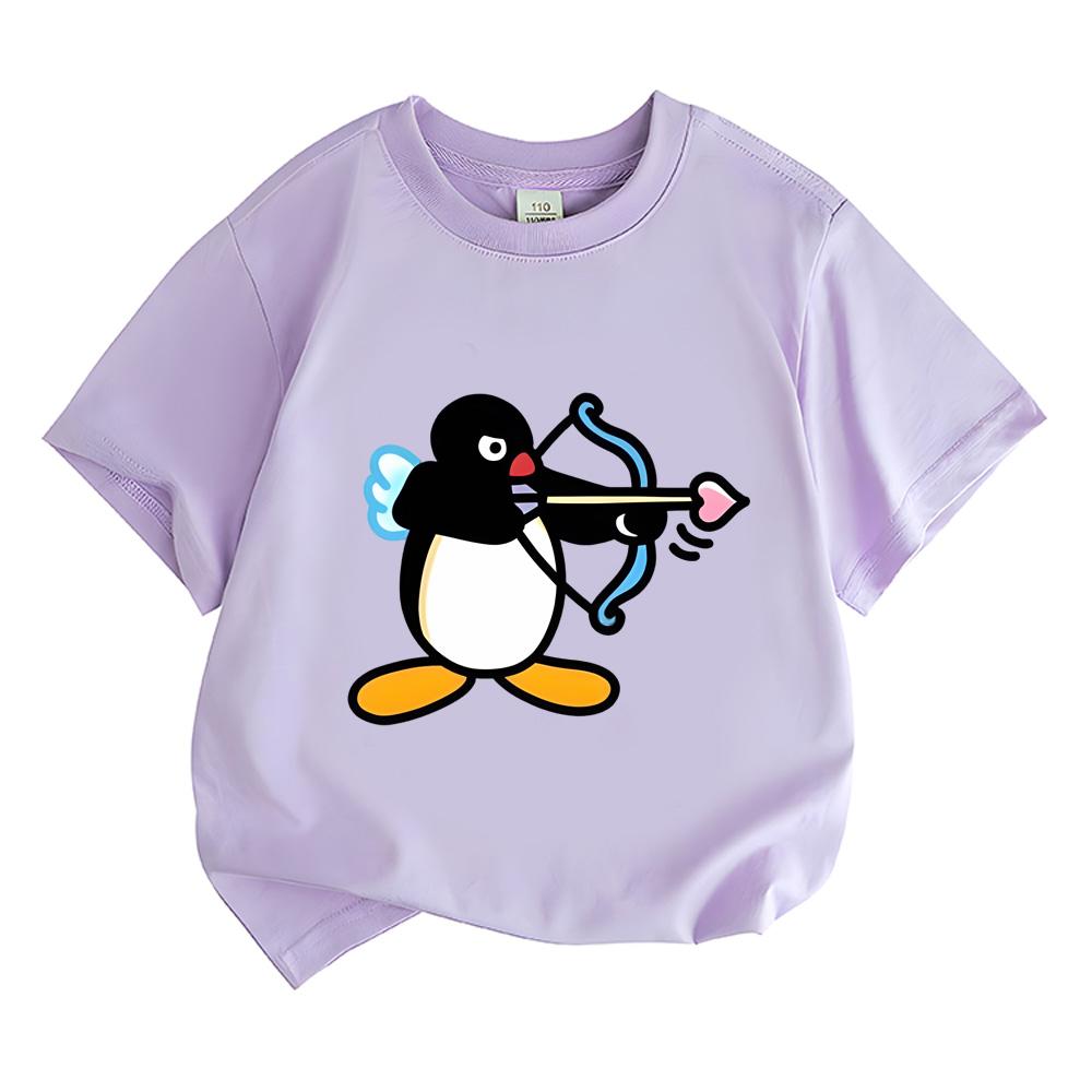 2026 NEW Cartoon Pingu T-shirt Manga/Comic Boys Girls Kids Clothing Tops Streetwear Short Sleeves Sports Fashion Tees Toddler