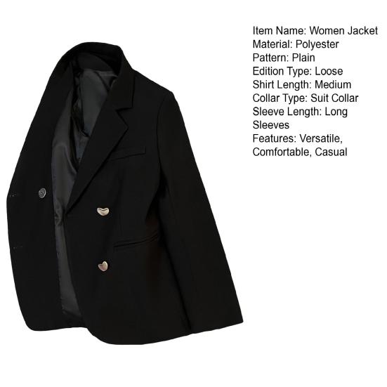 Traje Casual de Mujer Chaqueta Blazer de Oficina Moda Ajuste Holgado Abrigo Femenino Ropa de Primavera Otoño