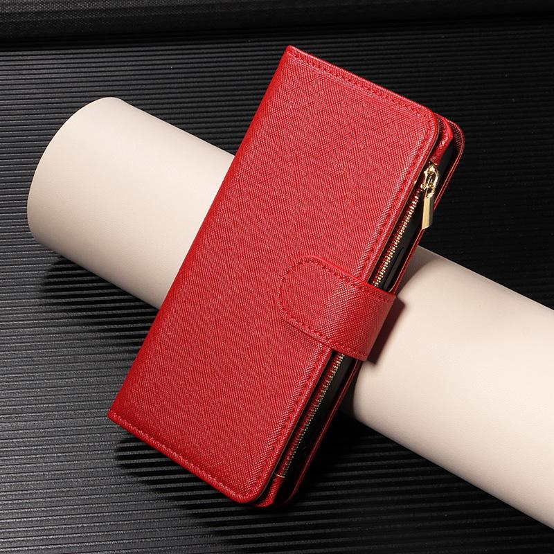 

Simple protective case is suitable for Apple 17Pro max bracket design cross pattern zipper mobile phone case. IPhone 7/8/SE2/SE3 темно-червоний колір
