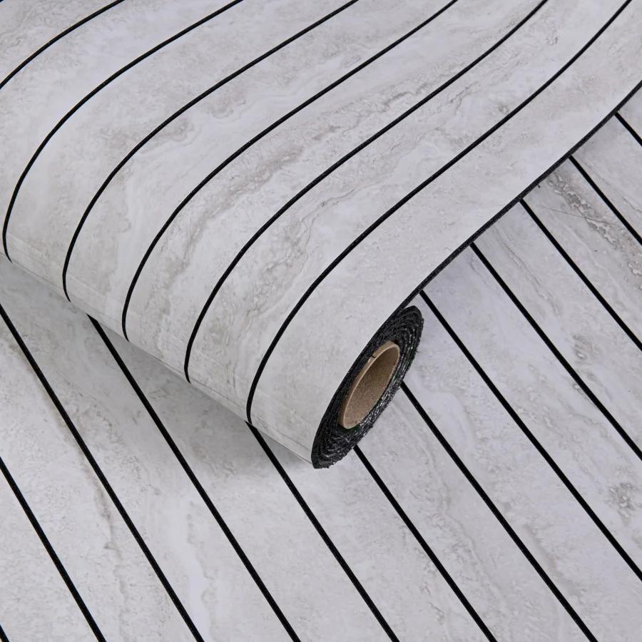 1 Roll SXP Self-Adhesive Grid Panel Wall Sticker 3D Textured Striped Wallpaper for Ceiling Living Room Home Decor Peel and Stick