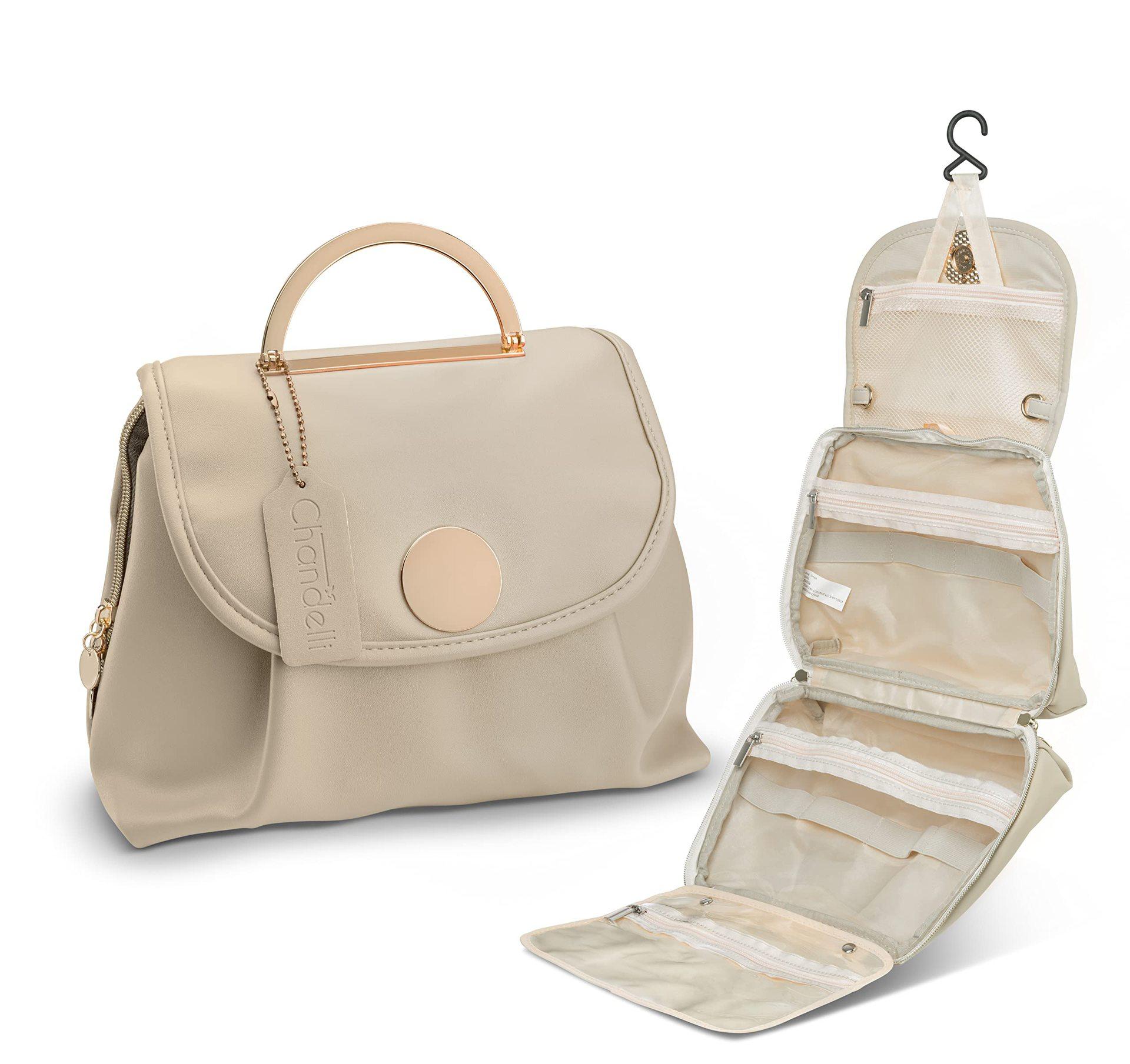 

Модна сумочка для макіяжу. Високоякісна шкіряна водонепроникна сумка для прання з гачком. Портативна підвісна косметичка для жінок. 29.3x27.5x6.4cm слонова кістка