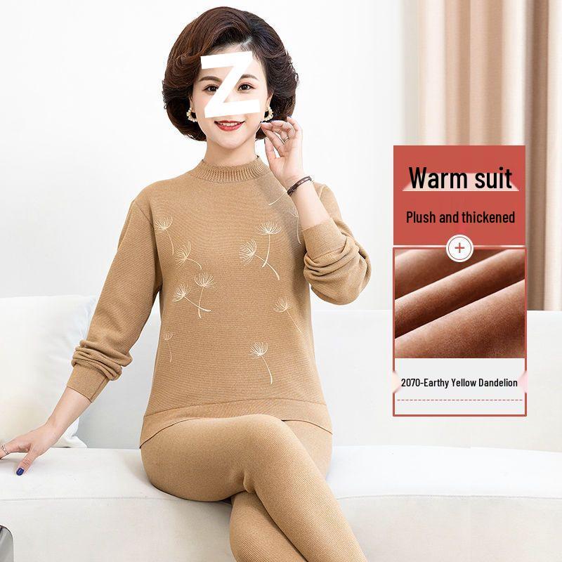 Women's Warm Fleece Set for Mid-Aged and Elderly: Cozy Winter Underwear for Mothers and Grandmothers