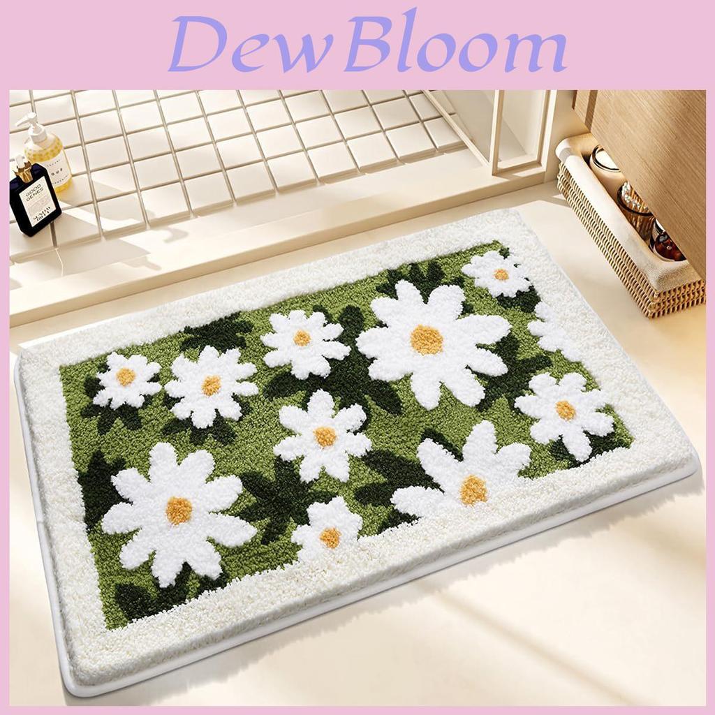 Sweet Flower Pattern Plush Absorbent Floor Mat Carpet For Home Use