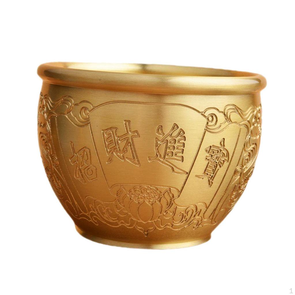 Brass Feng Shui Bowl Art Piece Lucky Decoration Treasure Basin for Farmhouse