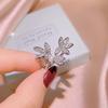 Niche Trendy Temperament  Micro Inlaid Zircon Flower Ring for Women  Fashionable  Simple  Personalized  Open Mouthed Index Finger Ring